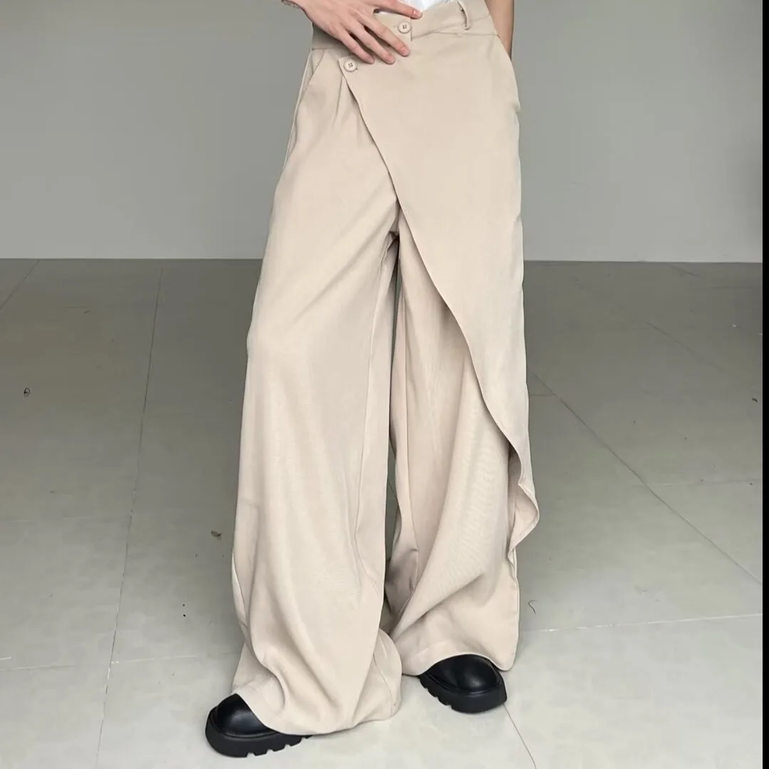 Man Women Pants Restrained And Falling Feel, Loose High Waist Wide Leg Pants Design, Floor Hugging Suit Pants For