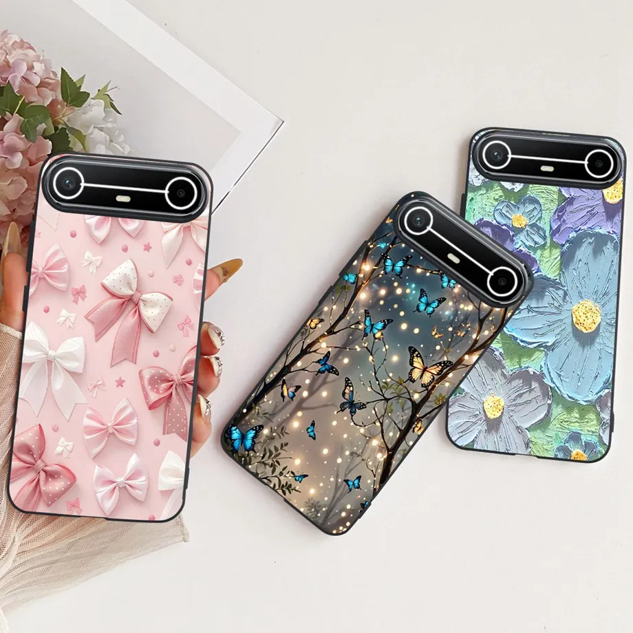 الأزهار فراشة القوس تصميم نمط جراب هاتف ل Tecno Pova سليم 5G حالات الموضة KM9 لينة للصدمات الأسود الغطاء الخلفي الوفير #5