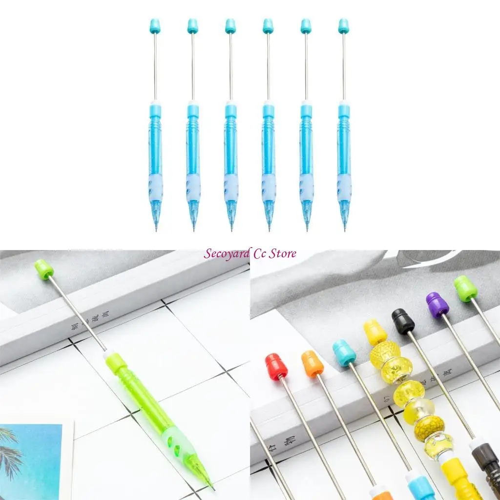 

N3UC 6Pcs Beadable Mechanical Pencils For Writing Sketching Art Project 0.5mm Beadable Automatic Pencil for For Adult Kid