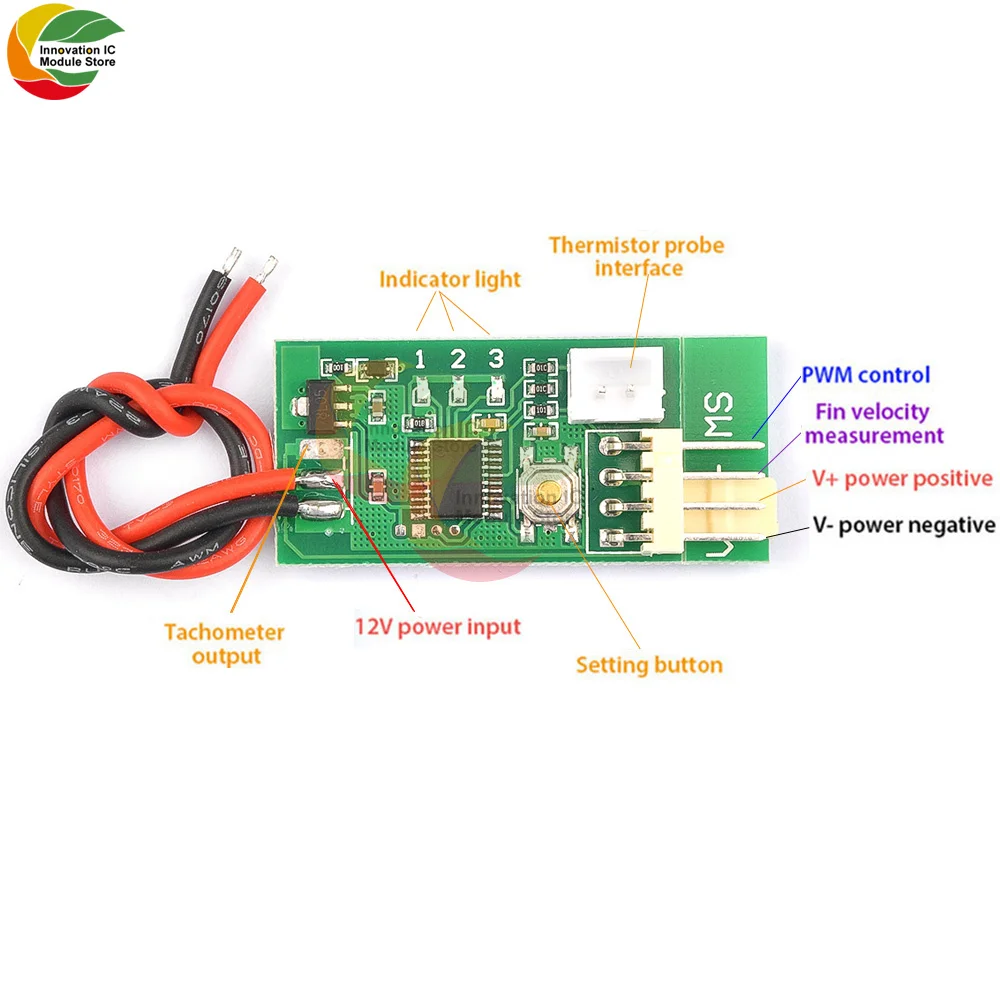 

Ziqqucu DC 12V PWM Temperature Detector Probe Controller 4-Wire Temperature Fan Speed Controller Governor for PC Fan STK IC