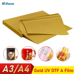 A3 A4 UV DTF A Film for 6090 4060 A1 A2 A3 A4 UV DTF Printers UV DTF Gold Film UV Stickers A3 A4 Gold UV DTF Film Sheets