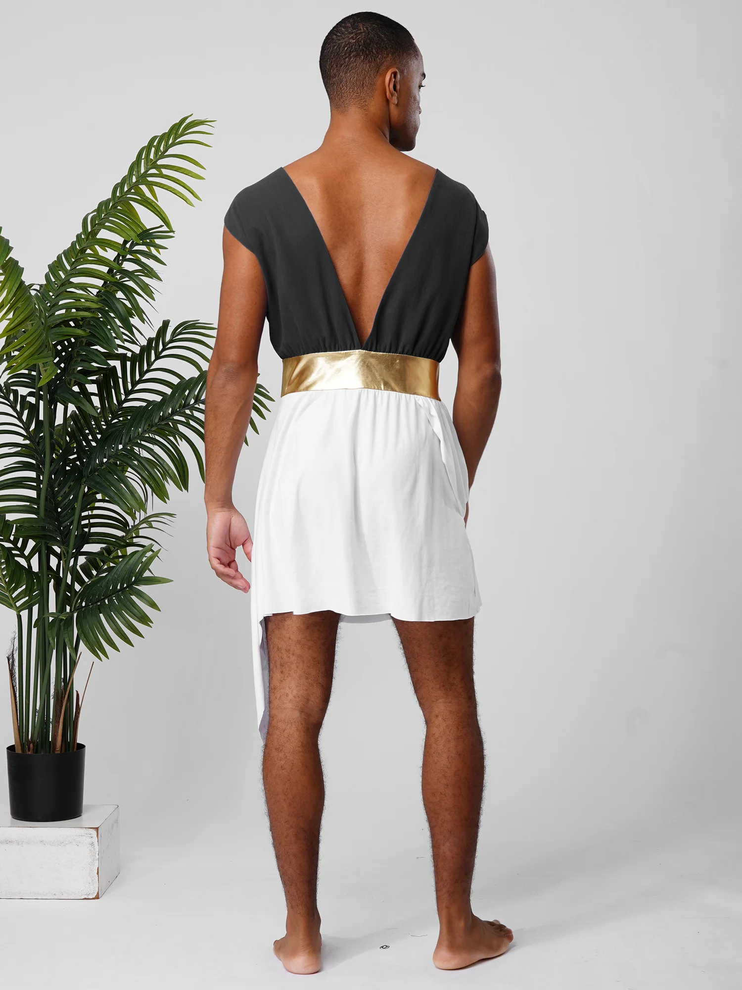 Disfraz de Toga griega antigua para hombre, rey romano, Príncipe, disfraz de Halloween con escote en V profundo, bata asimétrica, trajes de fiesta temática
