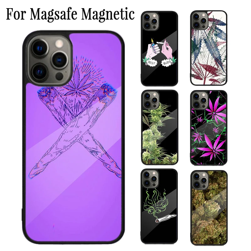 Weed Buds Magnetic Phone Case Coque For iPhone 16 15 14 Plus 13 12 Mini 11 Pro Max Magsafe Wireless Charging Cover Capa