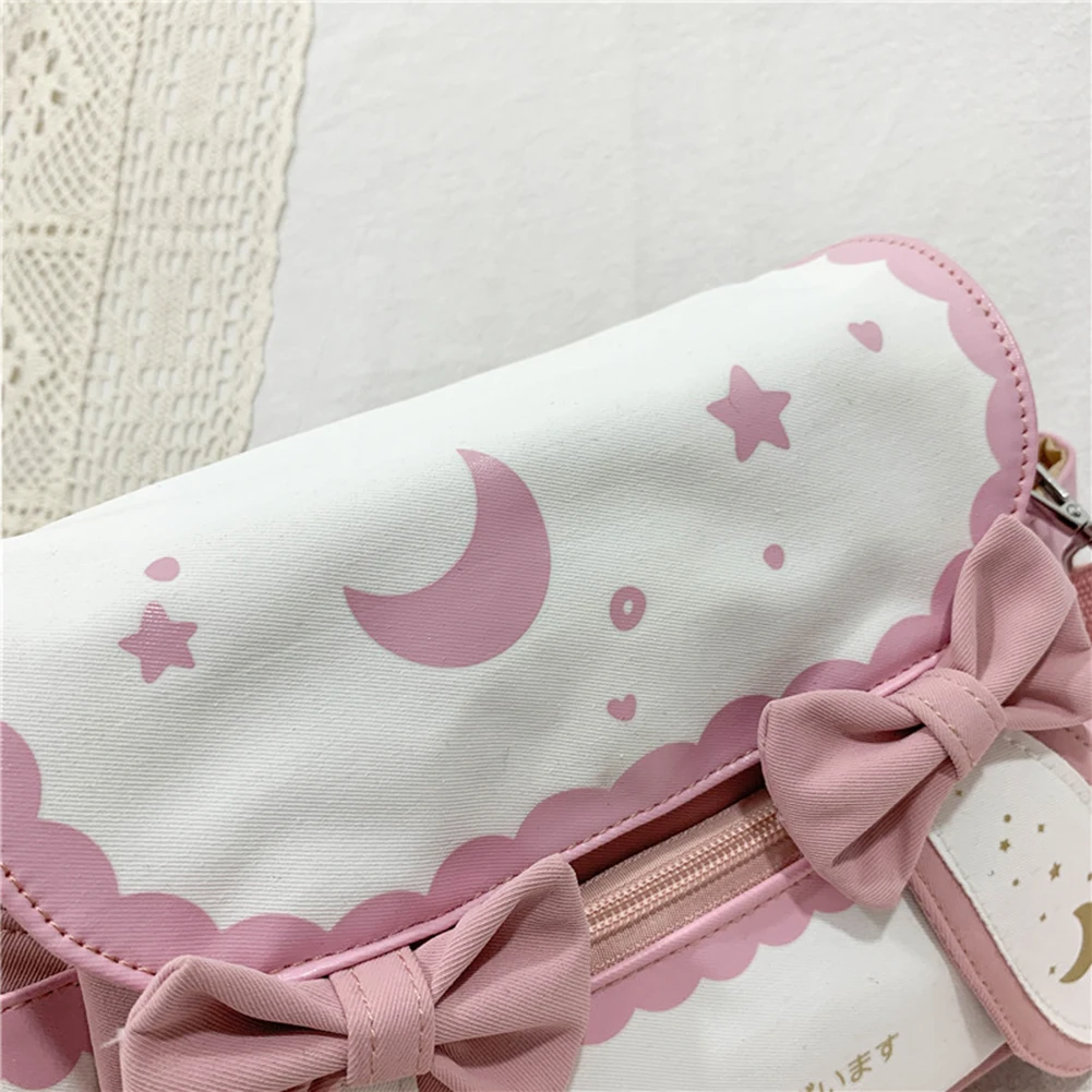 Women Lolita Bow Tie Bag Japanese Style Cute Rabbit Crossbody Bag Sweet Messenger Bag Girls Outdoor Traveling Bag