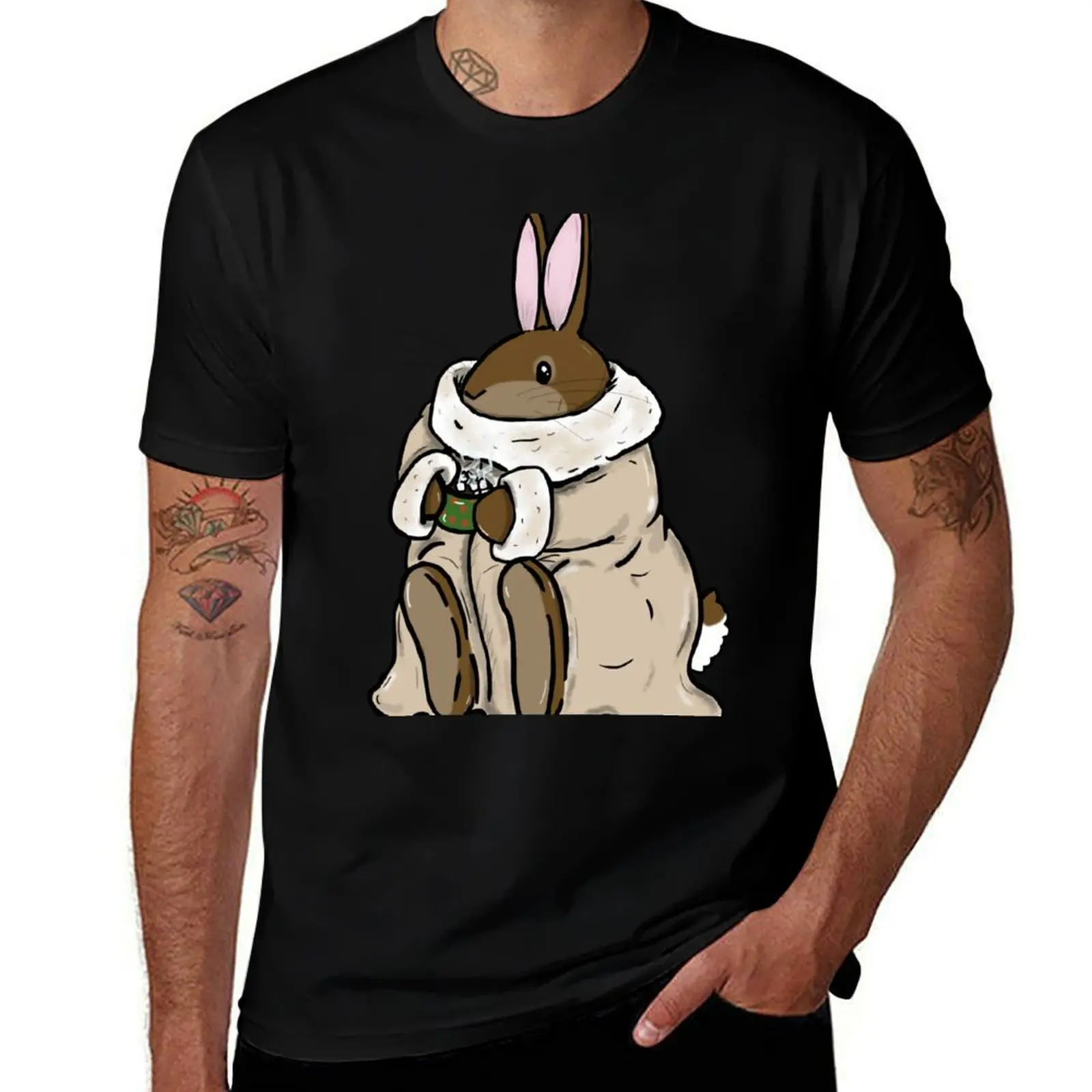 

Comfy hot chocolate bunny T-Shirt man t shirt summer t shirts for man pack cotton t shirt man designer T-shirt