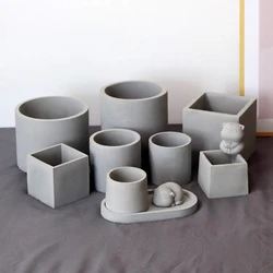 Vaso per piante di grandi dimensioni stampo in Silicone a forma di Mulit vasi rotondi in cemento stampo grande rettangolo Terrazzo fioriere quadrate in cemento Mol