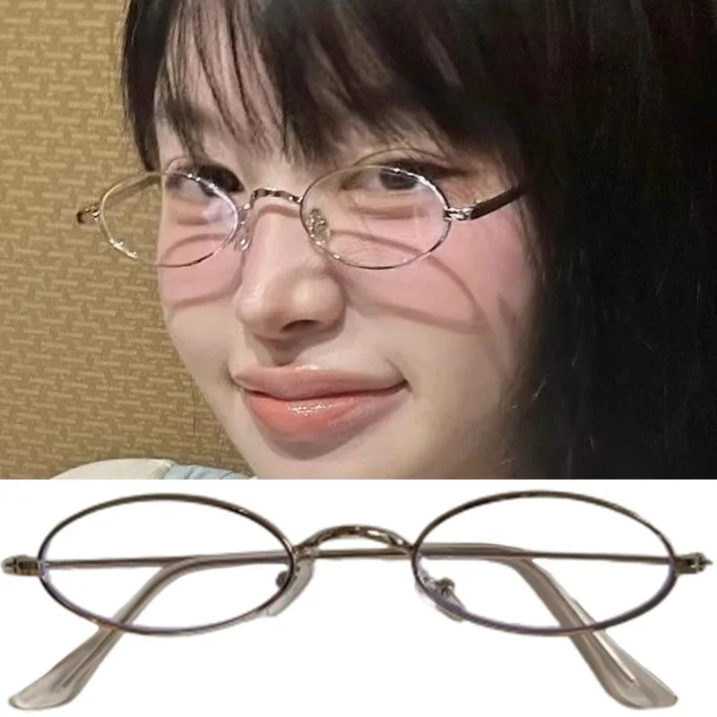 2025 Retro owalne metalowe małe oprawki do okularów ramka damskie okulary blokujące niebieskie światło moda Y2K oprawki do okularów do czytania okulary