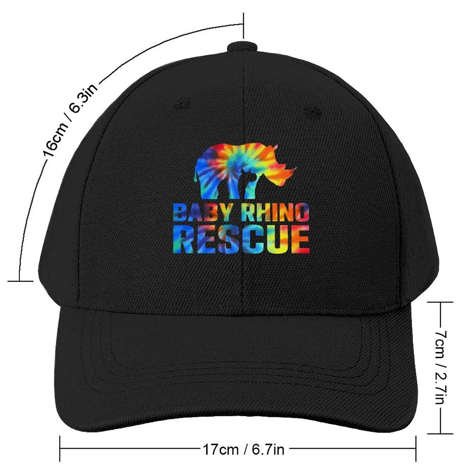 Baby Rhino Rescue tie dye logo Baseball Cap Christmas Hat Kids Hat western Hat Men Women's