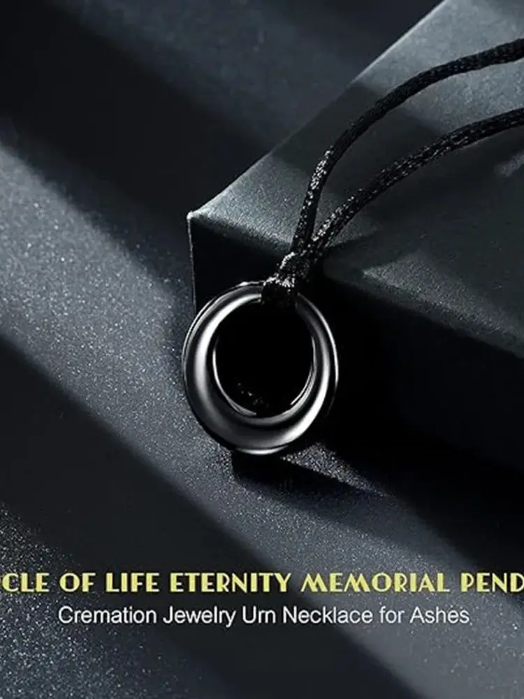 Urnen-Halskette für Asche für Damen und Herren, Kreis des Lebens, Ewigkeit, Gedenk-Anhänger, Ascheschmuck – Detail 6