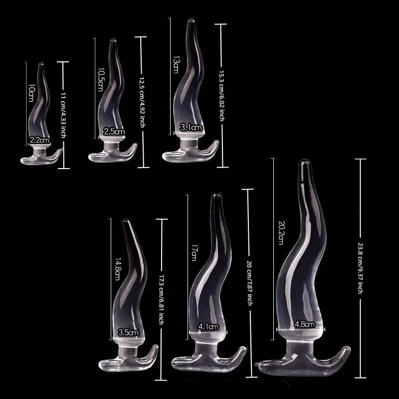 Large S-type Anal Plug Sex Toy Long Transparent Anal Plug Big Dildos Women's Vaginal Hip Expansion Trainer Lesbian Masturbator - view 6