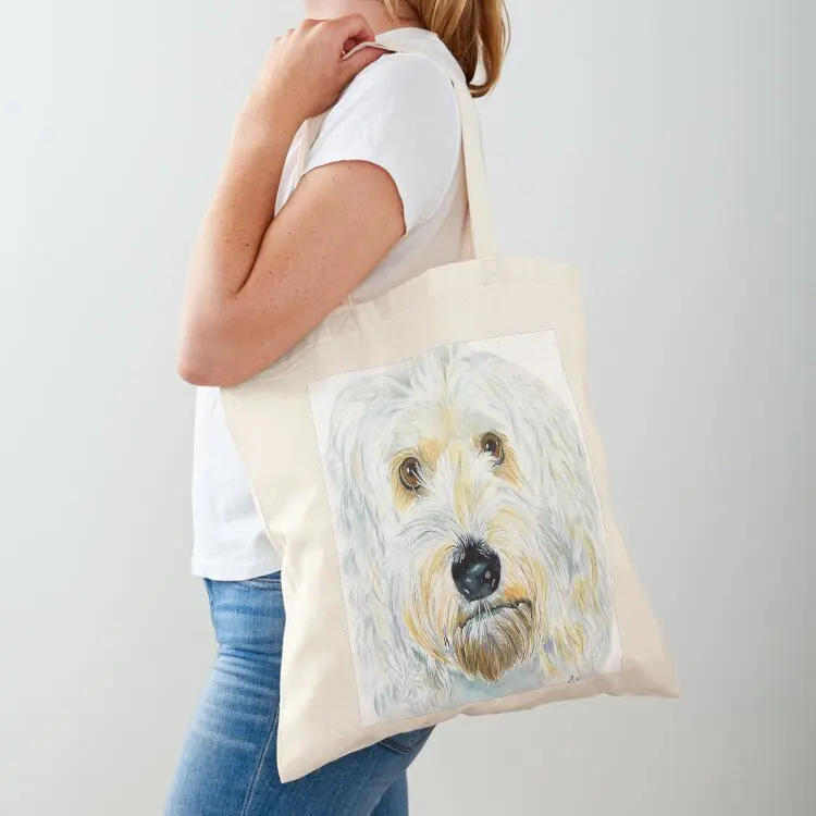 

White Labradoodle Tote Bag Canvas stote bag tote bag screen Handbags foldable reusable