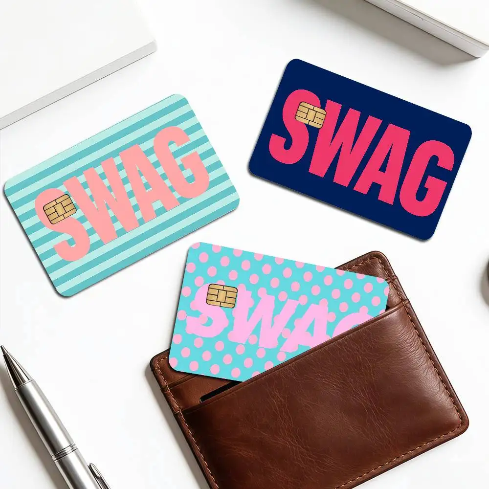S-SWAG Credit Card Skin Stickers No Adhesive Residue Water Proof for VISA Credit Card Subway Access Card