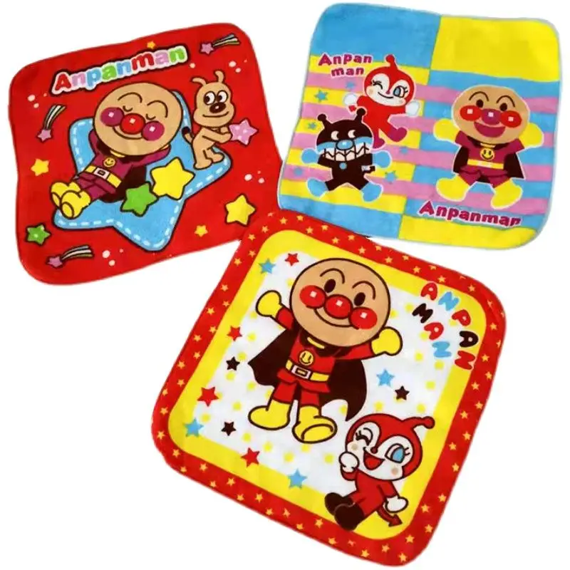 Anpanman Children Square Scarf Towel Cartoon Super Cute Facecloth Kindergarten Supplies Single Sided Printing Handkerchief Gift