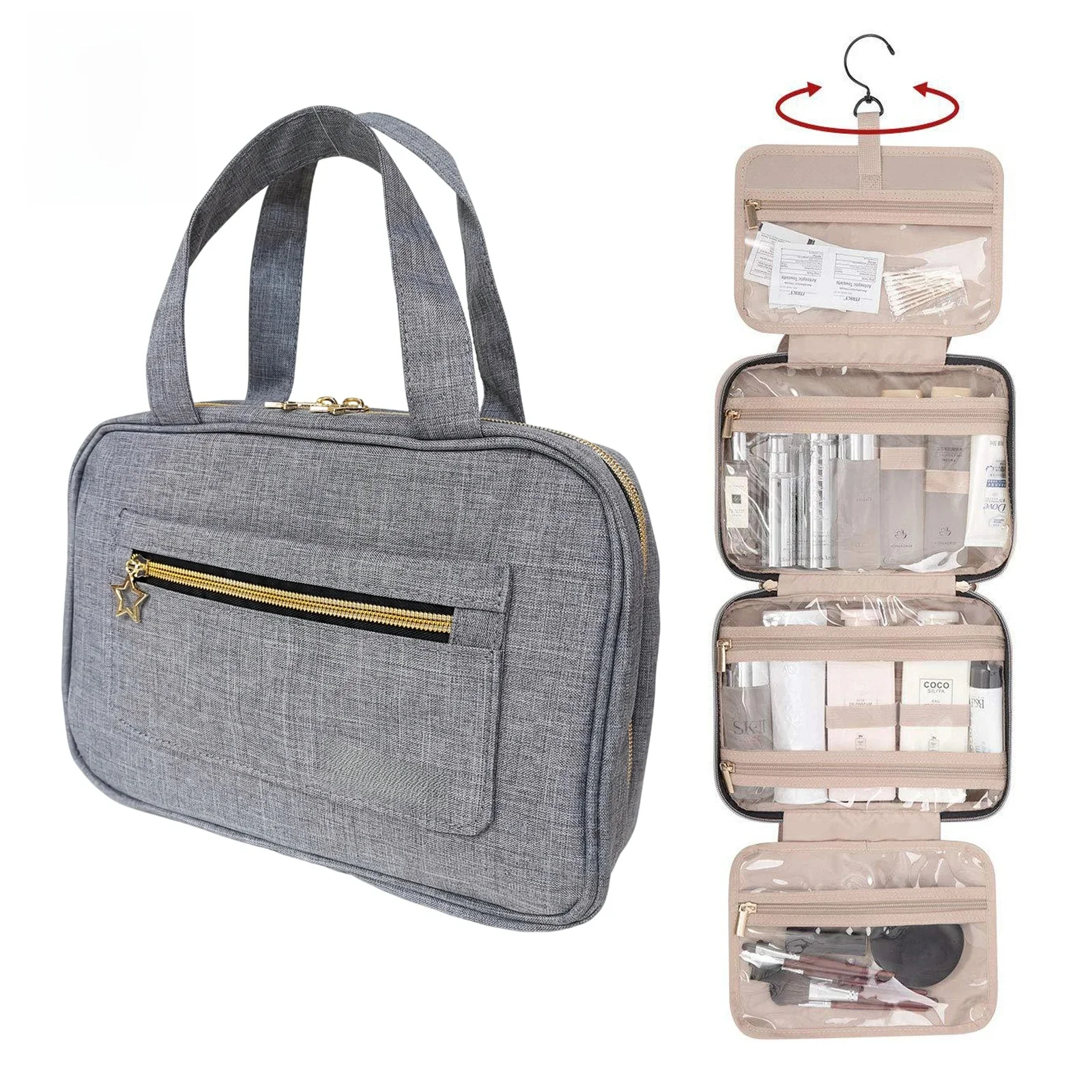 Foldable Toiletry Makeup Bag Women Travel Organizer Hanging Cosmetic Make Up Storage Waterproof Beauty Pouch Men Bathroom Case - Image 2