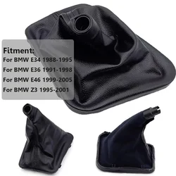 Manual Leather Gear Stick Shift Knob Gaiter Boot Cover Lever Shifter Collar for BMW E34 1988-1995 E36 1991-1998 E46 1999-2005 Z3