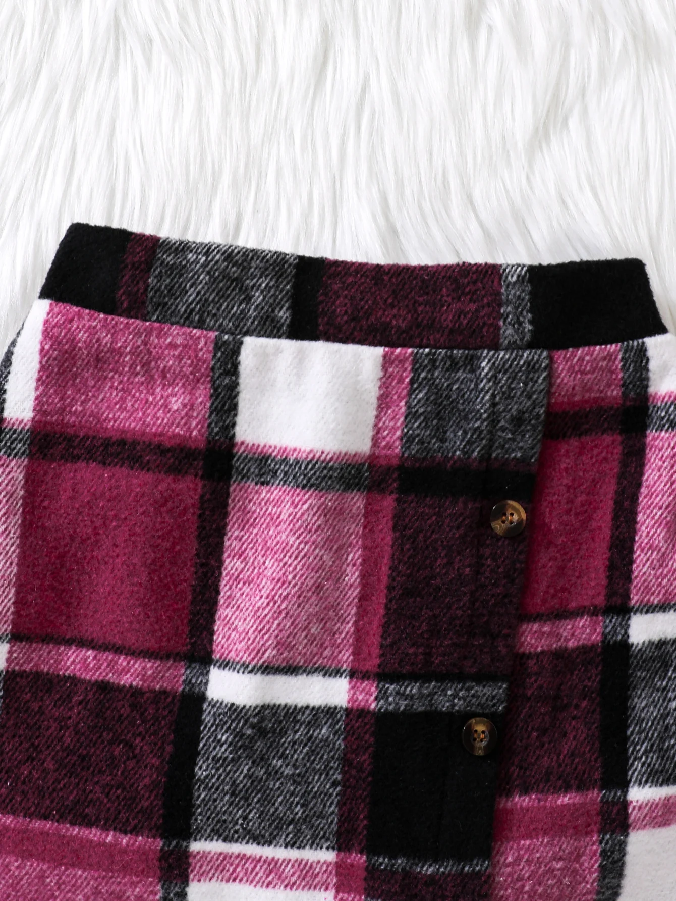 Autumn children\'s three-piece set for girls square collar black bubble long sleeve top plaid irregular skirt beret fashion sexy