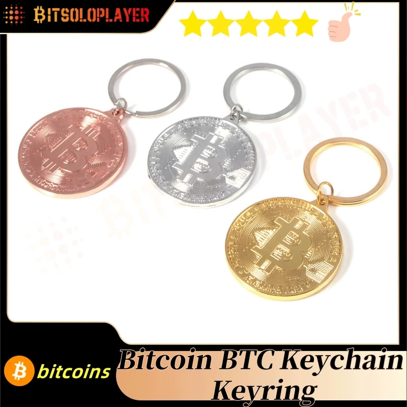 

Bitcoin BTC Keychain Keyring Gold Coloured Physical Bitcoin Crypto King Keyring