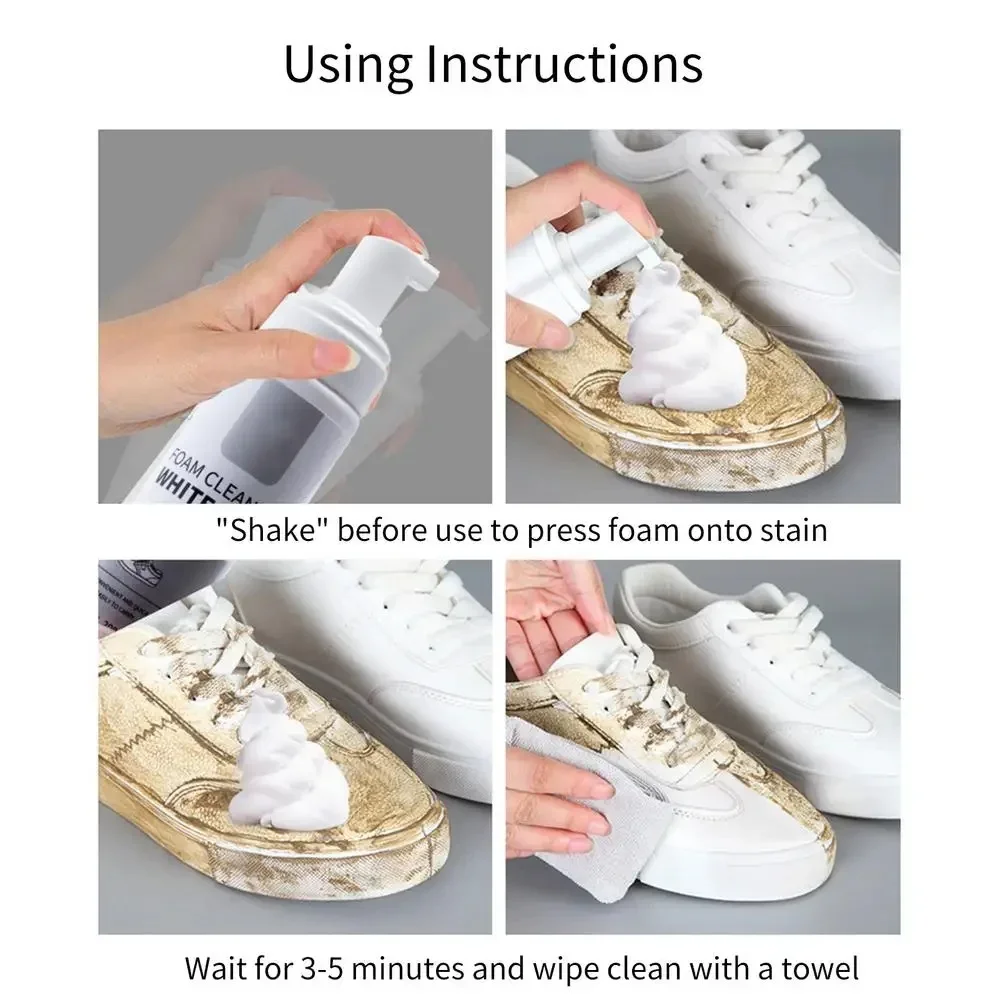 Foam Cleaner For White Shoes Whiten Cleaning Stain Dirt Remove Yellow Spray Foam Cleaner Decontamination White Shoes Cleaning