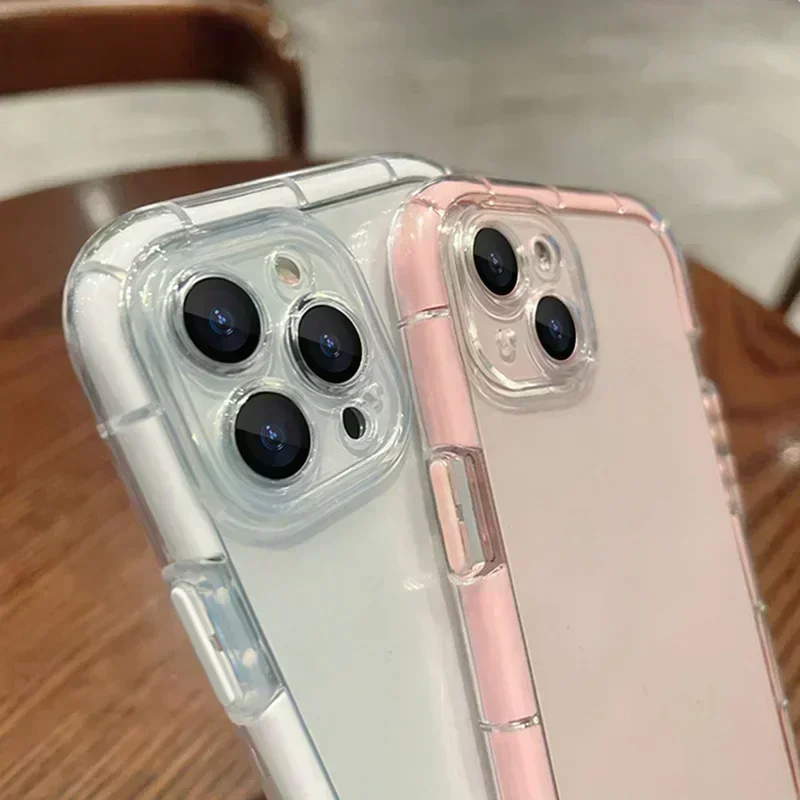 Luxury Luminous Color Frame Case For iPhone 14 13 Pro Max Transparent Shell For 11 12 Pro Max Shockproof Silicone Cover