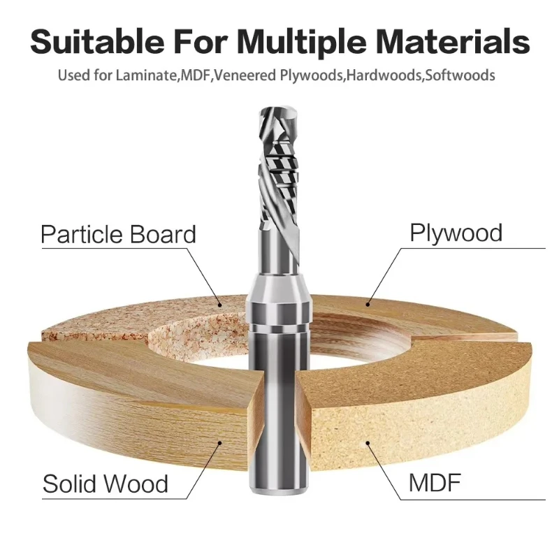 For Woodworking Carving,Integral  Steel Alloy 1/2 Inch Shank Industrial Grade TCT 3 Edge Cutting Knife Straight Cutter