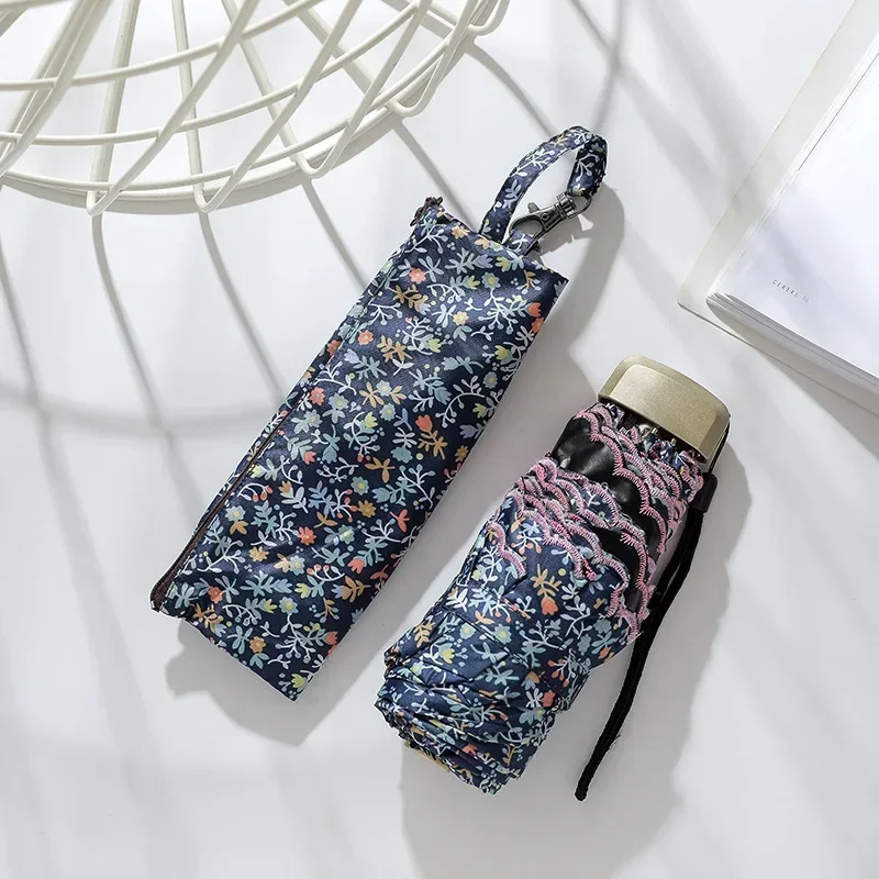 Portable Umbrella Bag Sun Umbrella Sun Protection UV Pocket 50-fold Umbrella Anno Shu Floral Embroidery Compact