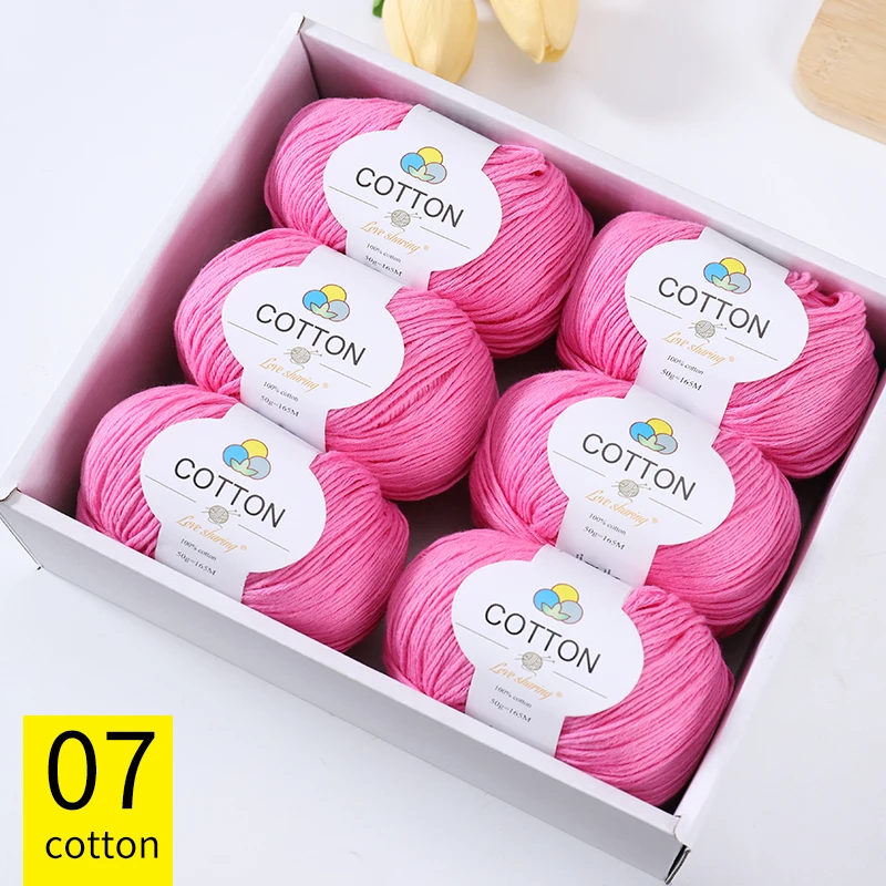 8-fädiges 100% Baumwollgarn, 1 Packung = 6 Knäuel = 300g, Geeignet für Schals, Mützen, Pullover, Mäntel & Mehr, Lebendige Farben, Nicht-ballend – Detail 1