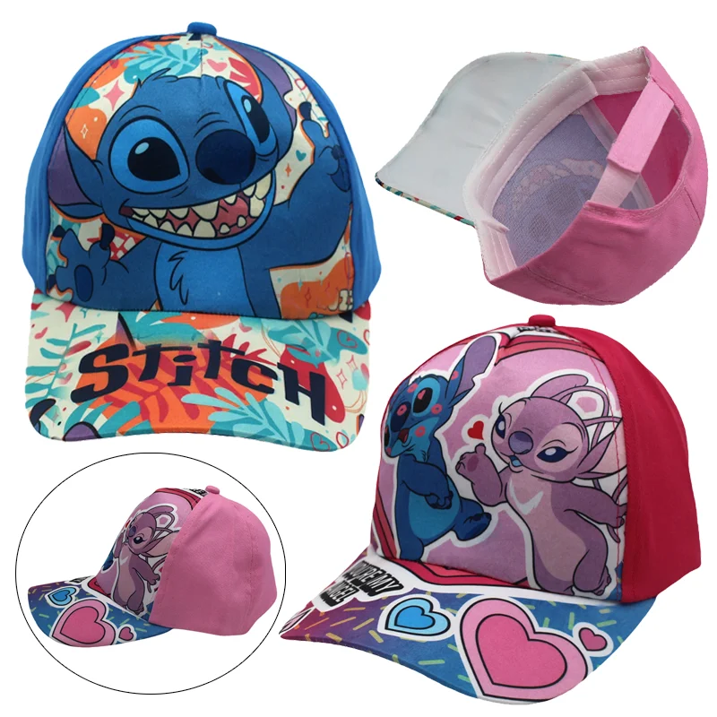 

Disney Stitch Kids Baseball Cap Cartoon Outdoor Sports Sun Hat Fashion Boys Girls Printing Adjustable Sunscreen Sunshade Hats