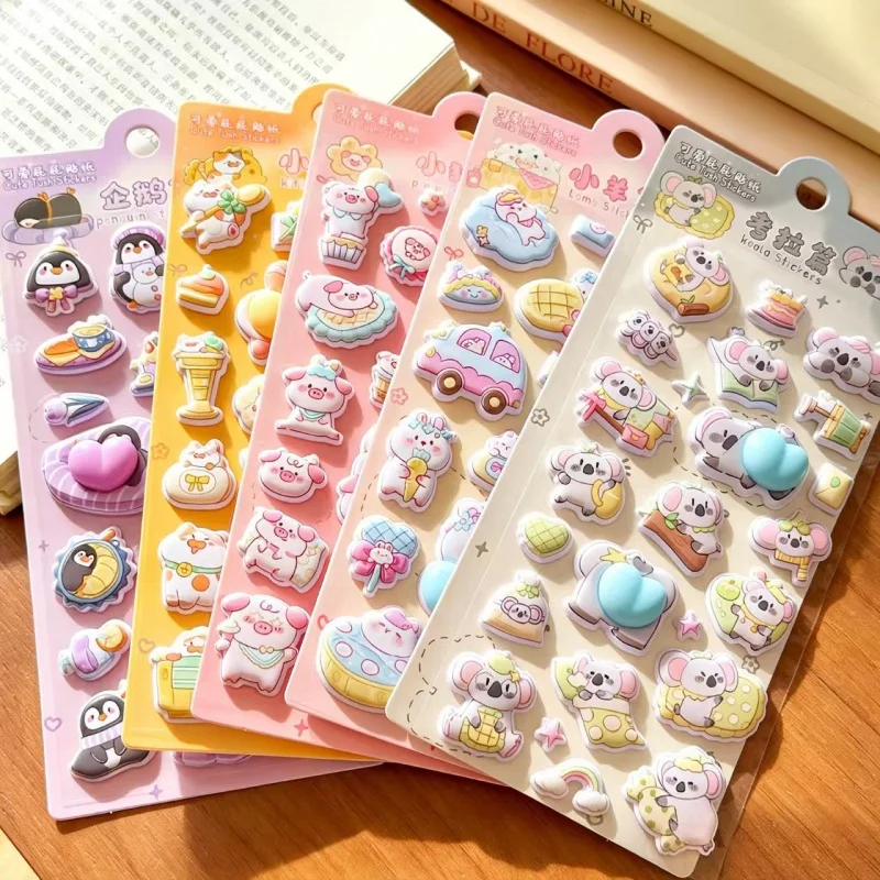 24pcs/lot Kawaii Penguin Koala Animal 3D Stickers Cute Scrapbooking DIY Diary Decorative Stationery Sticker Album Stick Label