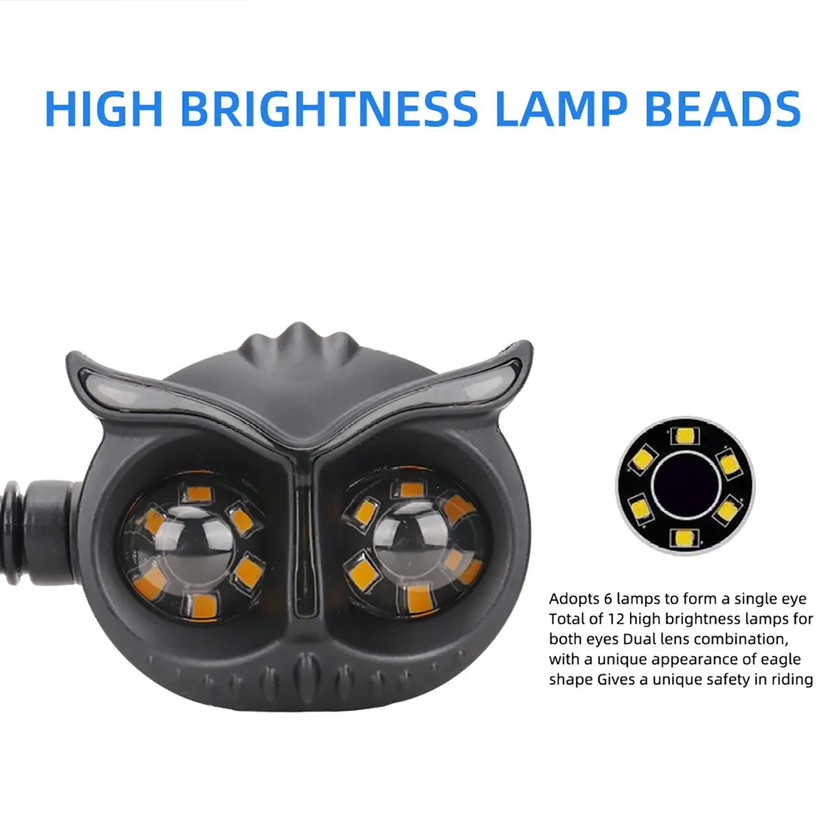 2PCS Dual Color Owl Style Motorcycle Headlight Turn Signals Light Motorcycle Driving Light Headlight Motorbike Scooter Fog Lamp