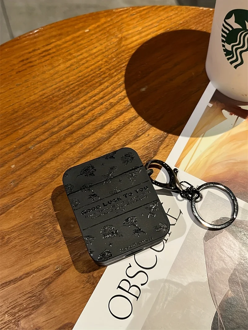 Good Luck Rose Pattern Simple Black Silicone Case For Airpods Pro Airpods4 3 2 1 Wireless Bluetooth Earphone Protective Cover