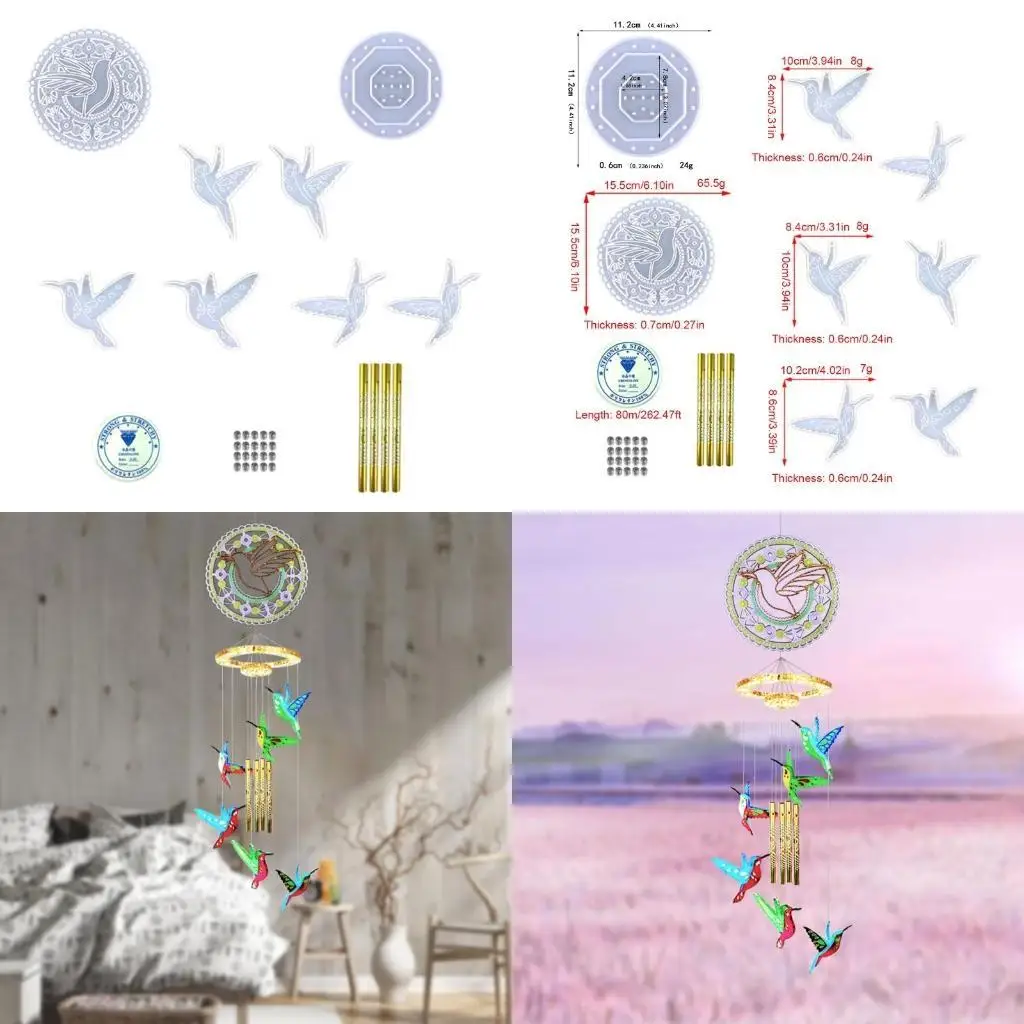

195C Hummingbird Pendant Wall Hanging Curtain Wind Mirror Epoxy Silicone Mold