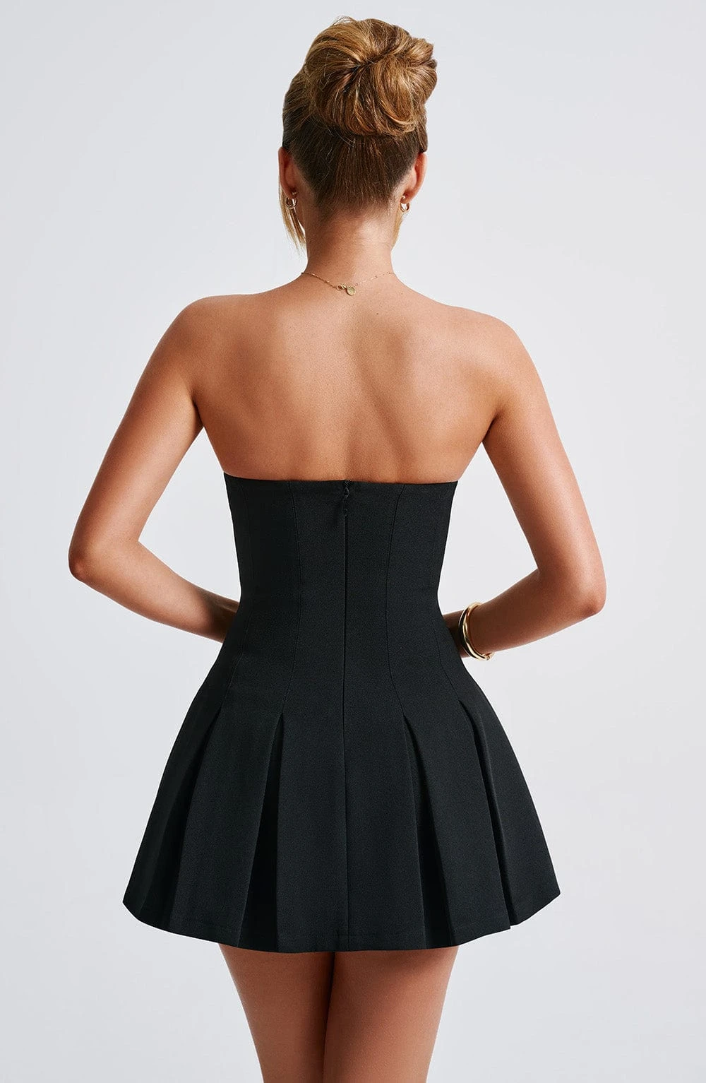 Strapless Pleated Short Formal Dress Structured Corset Mini Gown With Pockets Bridal Rehearsal Engagement Wedding Party Dress
