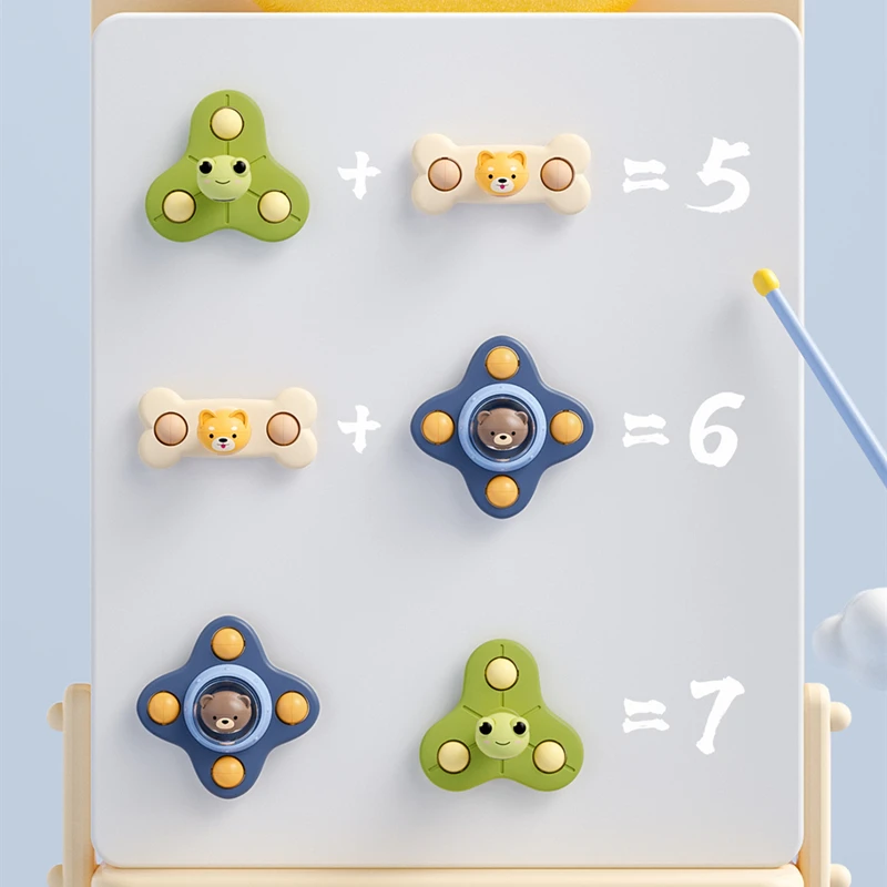 아기 만화 바다 동물 스피너 장난감, ABS 흡입 컵, 스피닝 탑 핸드 피젯 자이로 스트레스 해소, 어린이 목욕 장난감 게임, 1PC