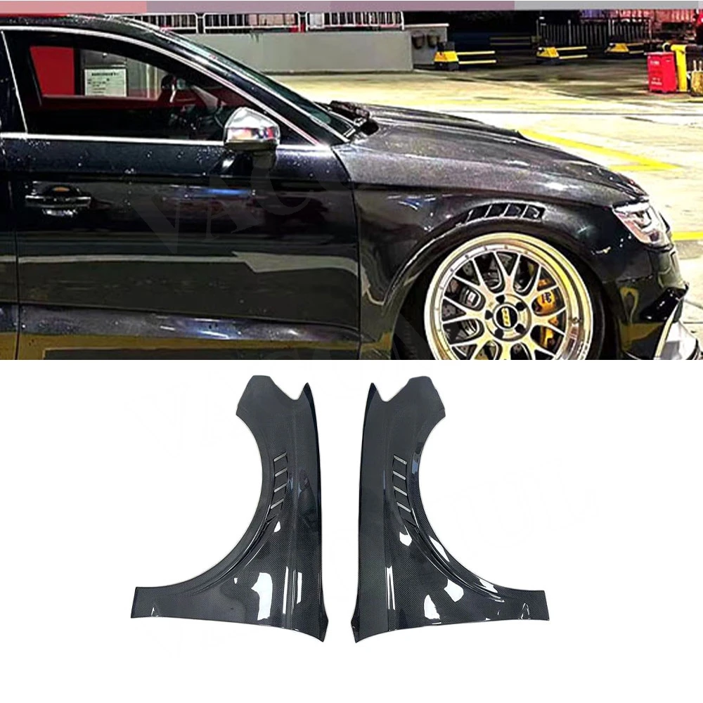 

VACOMUL 2Pcs Carbon Fiber Front Fender Vent Fin Gill Trim Cover For Audi A3 S3 Car Bodykit Trim Strip 2014-2020