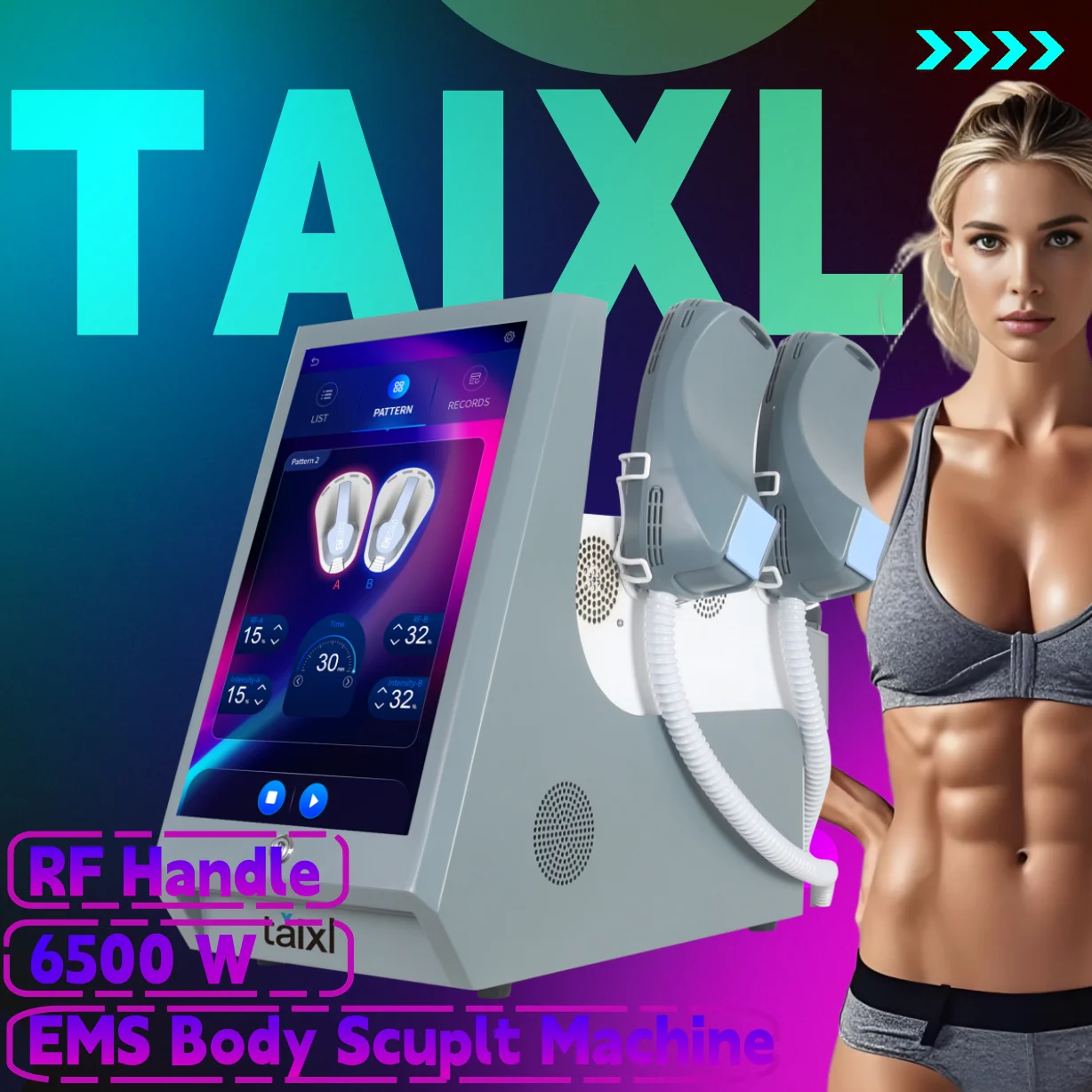 

Профессиональный 6500 Вт TAIXL RF машина для моделирования тела PRO Ultra Fat Burning Hi-emt EMS электромагнитная стимуляция мышц Slim
