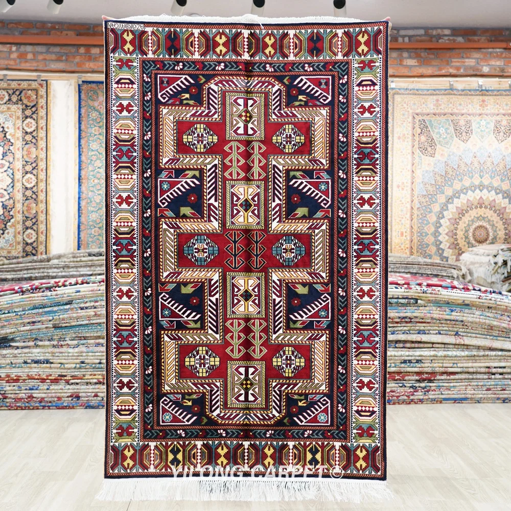 91x152cm Handwoven Silk Tribal Carpet Home Oriental Kid Friendly Villa Rug (BL139)