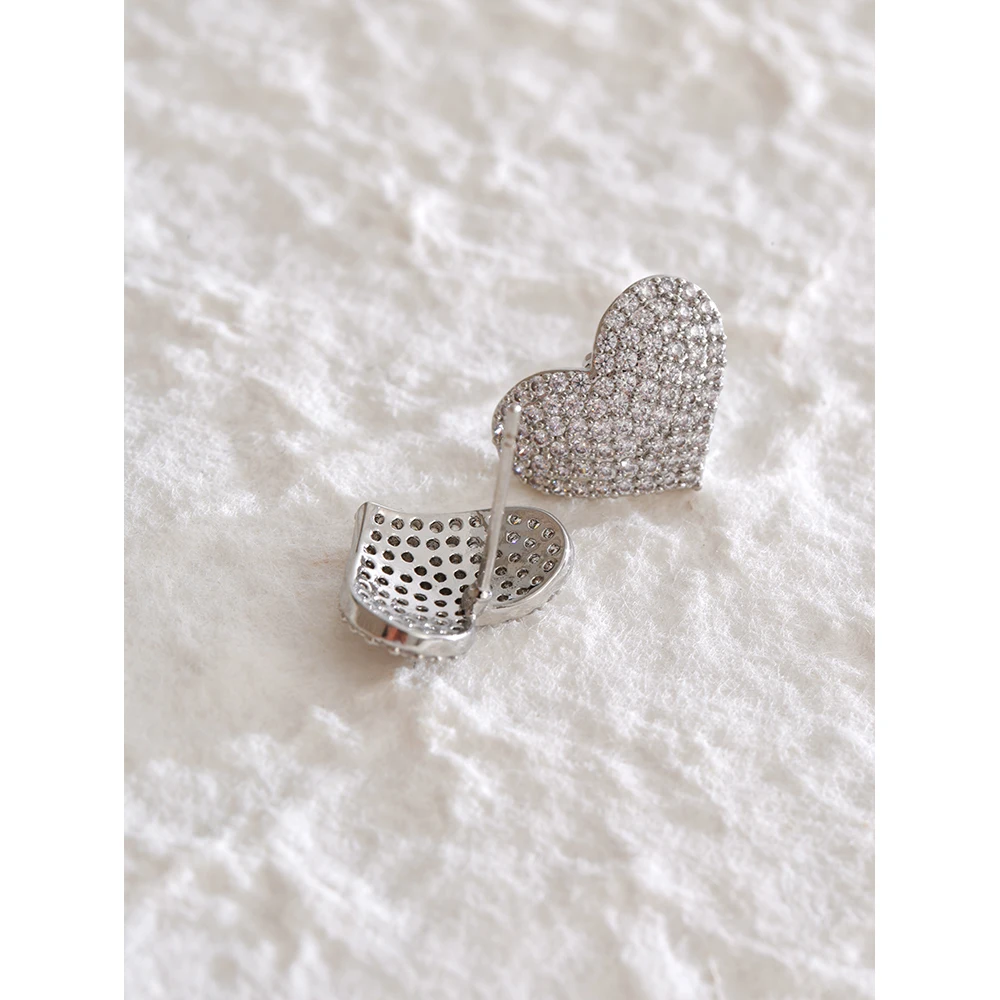 Mchic رائعة مايكرو مطعمة الزركون القلب وأقراط S925 الفضة آخر النحاس الحلو مجوهرات الأزياء للنساء بالجملة #4