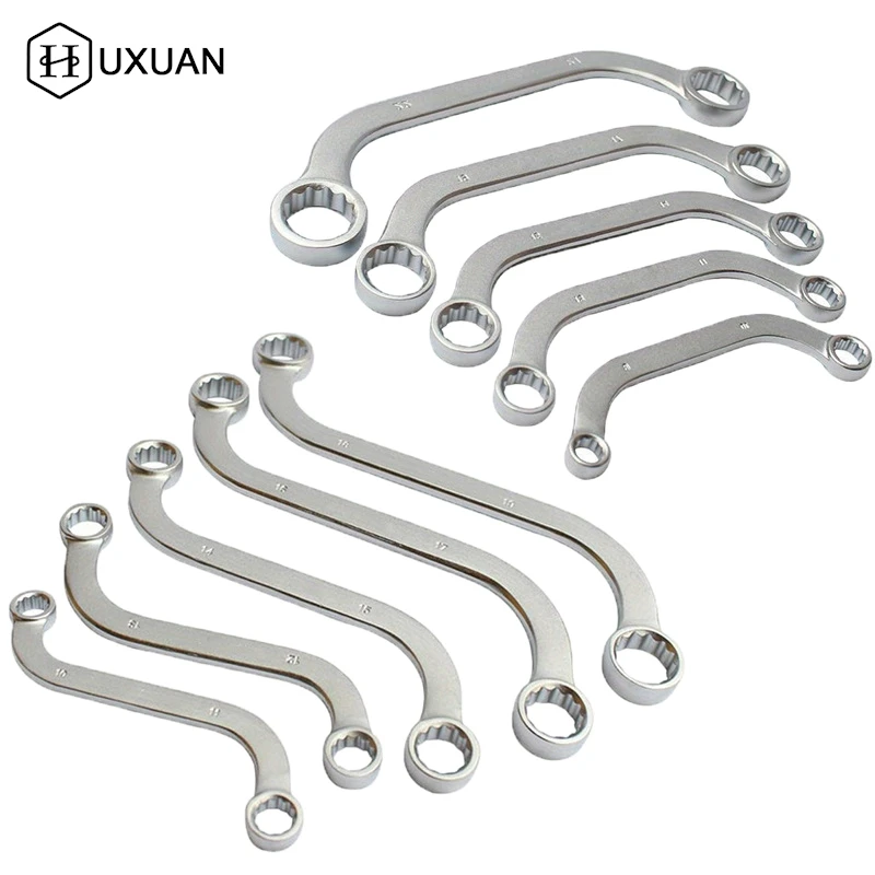 【W】1/5Pcs S Type Double Ended Allen Wrench Combination Ring Spanner Plum Plate Curved Machine Fastener Repair Tools
