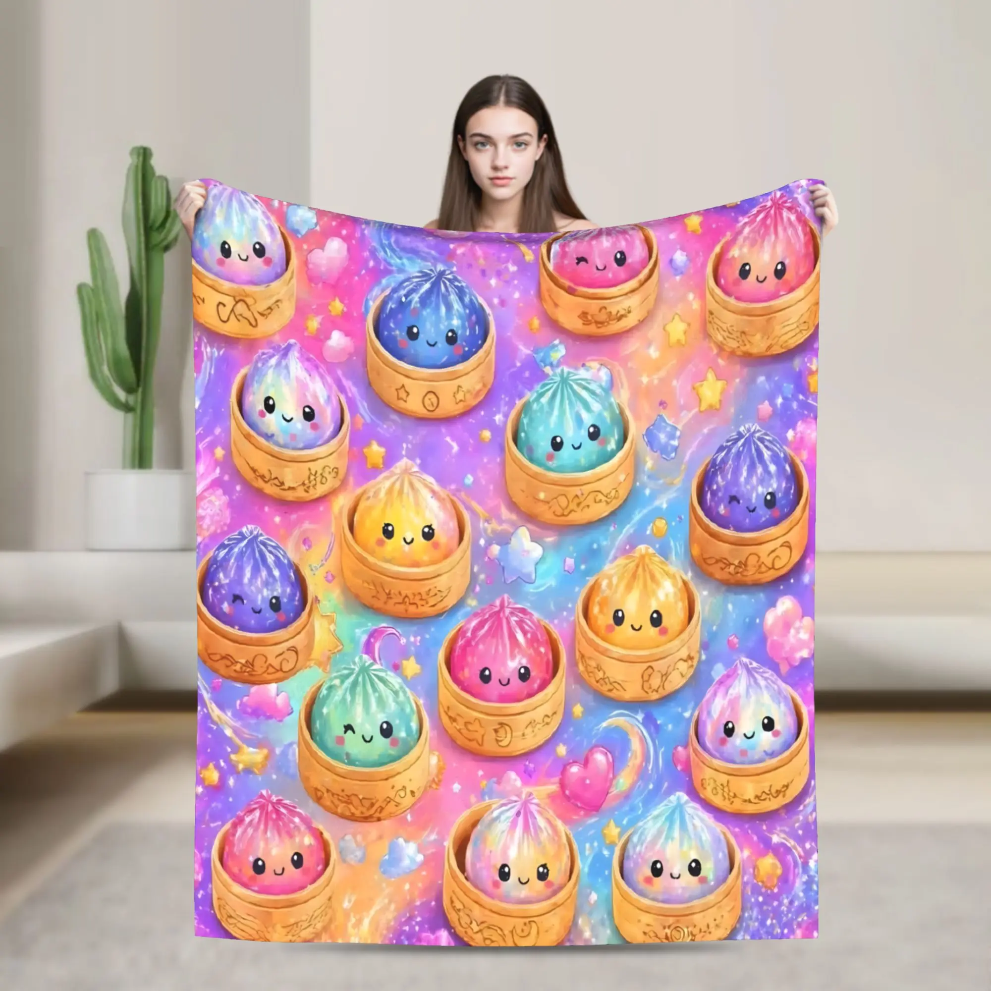 Cartoon Dumpling Blanket Soft Flannel Healing Gift  Throw Blanket Rug Piece