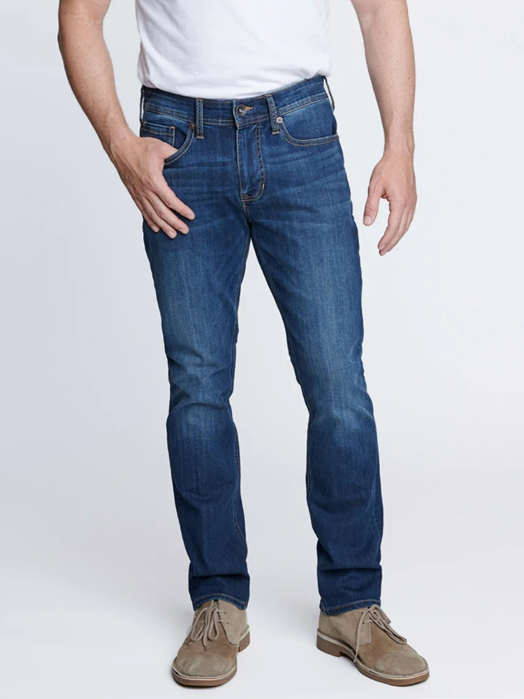 

plus Size Men's Straight Leg Jeans Elastic Waist Slim Fit Spring Loose Casual High Stretch Denim Pants Trendy mid Waist Long ...