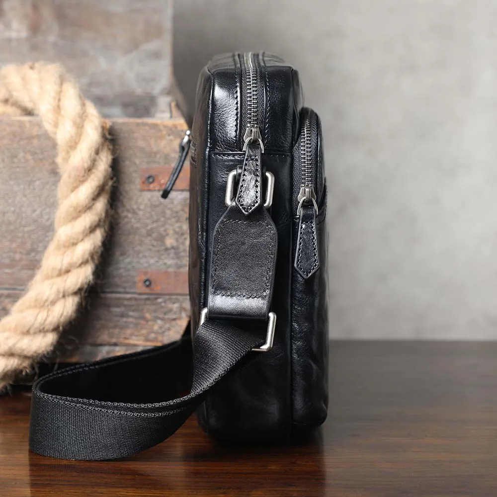 S.WORKER Vintage Vollnarbenleder Herren-Umhängetasche Echtleder Crossbody-Tasche Handgefertigte Leder-Messenger-Tasche für Männer – Detail 8