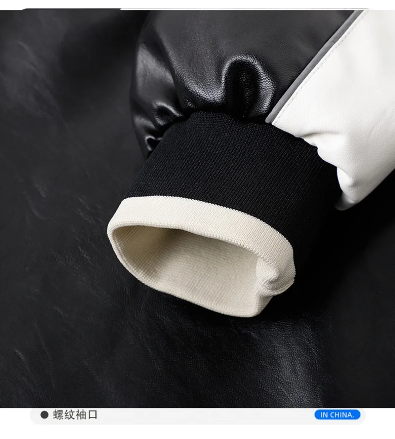 Men's Fashionable Versatile Embroidered PU Leather Baseball Jacket New 2025 Autumn Racing Suit Trendy And Stylish