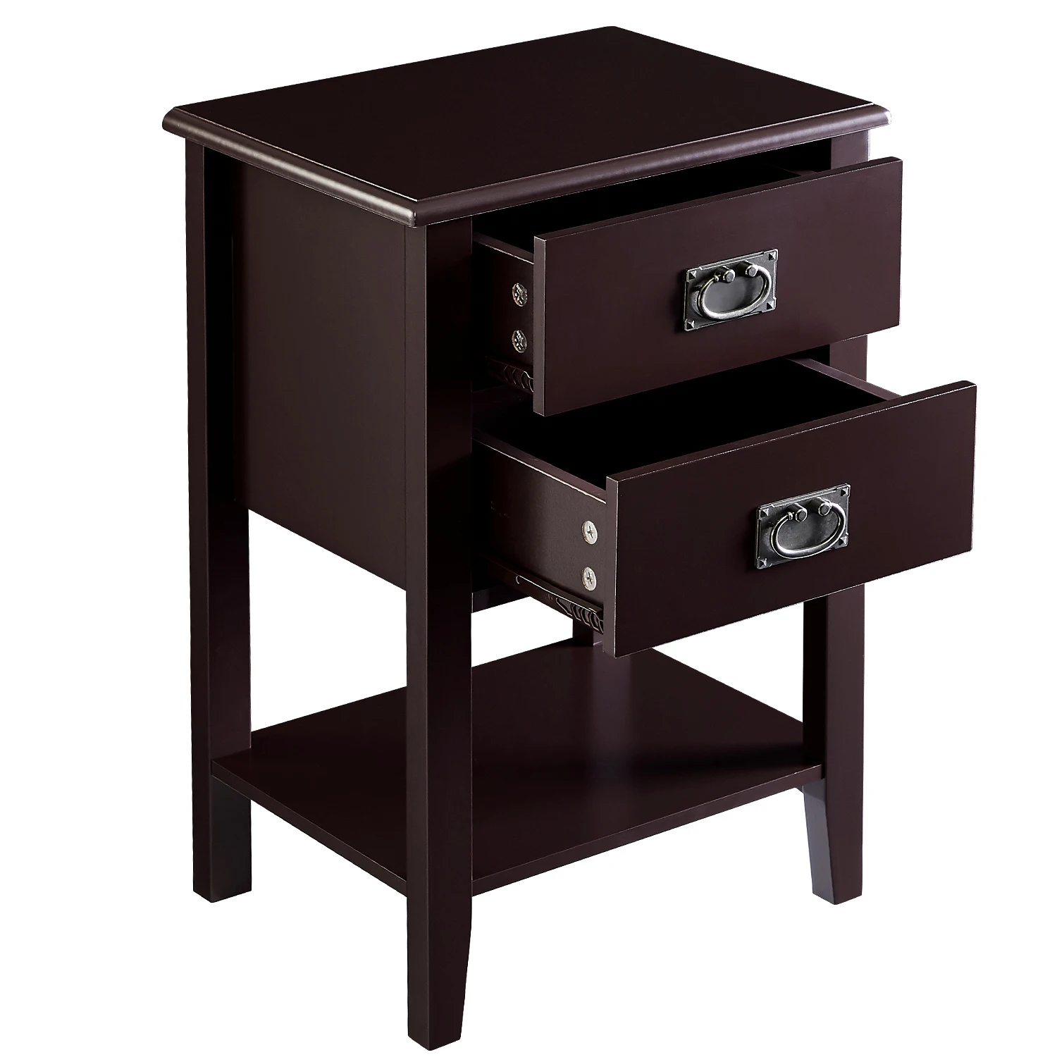 VECELO Nightstands Set of 2-Natural Beside Table with Storage Two Drawer - Midcentury Modern Bedroom Storage Cabinet, Brown image 4