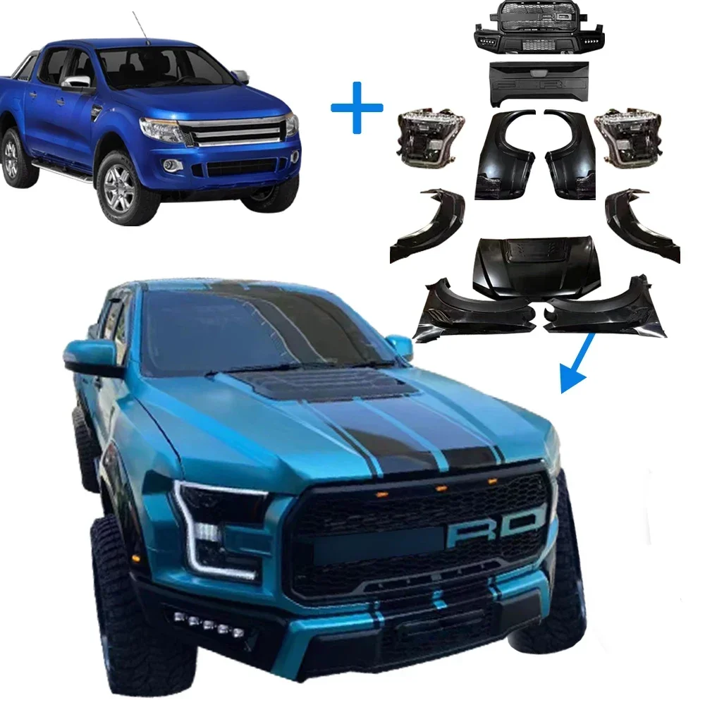 

Newest Off-Road Parts Front Car Bumpers ABS Black Body kits For Ranger T6/T7/T8 Upgrade To F150 Raptor