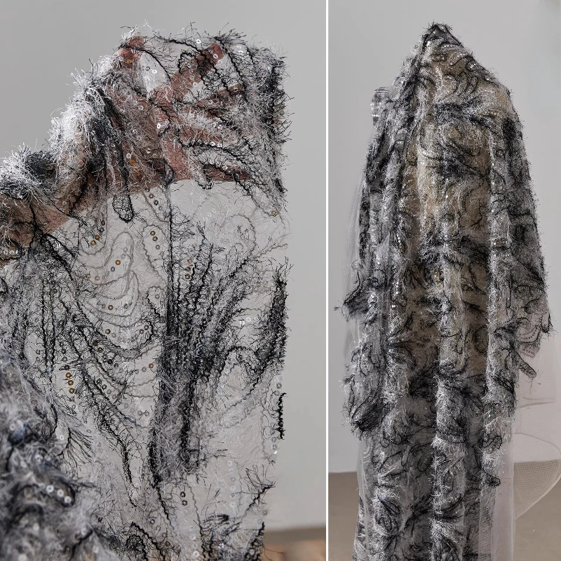 

Цвет слоновой кости с перьями и блестками, вышитая прозрачная тюлевая ткань, легкая бахрома для свадебных платьев, дизайнерские платья от кутюр