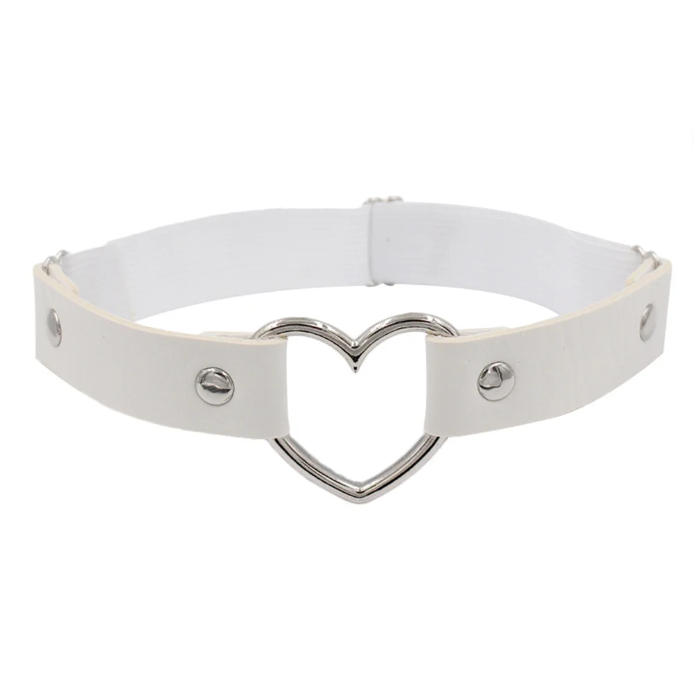 مثير المرأة مطاطا بولي Leather الجلود الفخذ الساق حلقة حزام Leglet مع المعادن القلب الرباط حزام القط الشرير الرباط مجوهرات حلقة القوطي تسخير