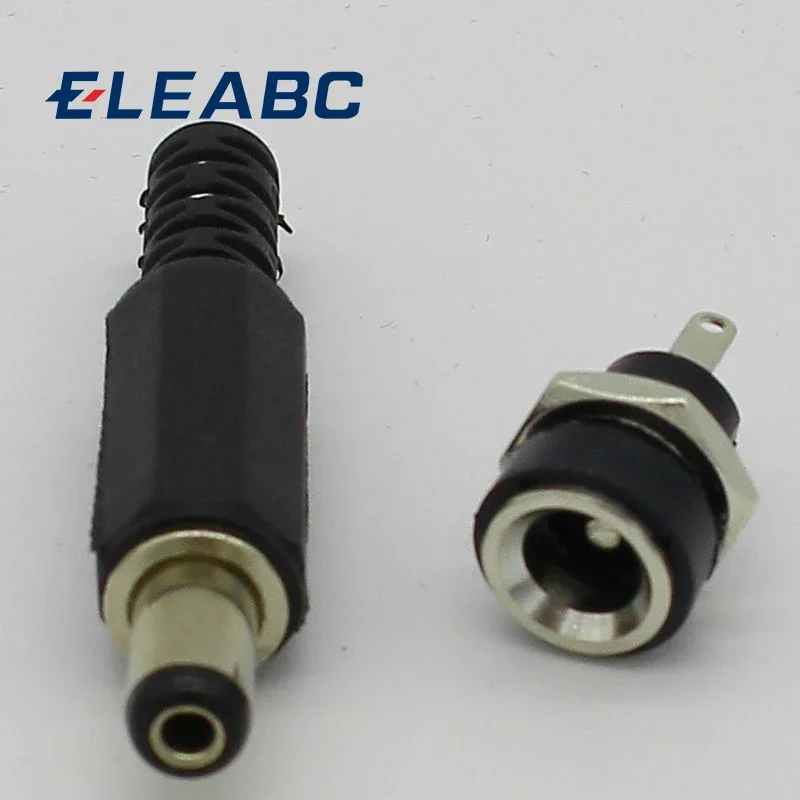 Conector hembra de alimentación de CC de 2,1x5,5mm, 5 unidades + adaptador de enchufe macho, 5 unidades