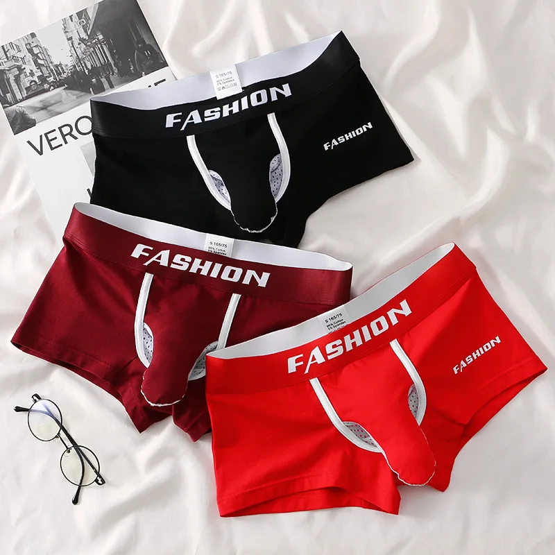 

Men's Underwear Penis Scrotum Separation Male Panties Elephant Nose Long Pouch Briefs Underpants Breathable Cotton Boxer Shorts