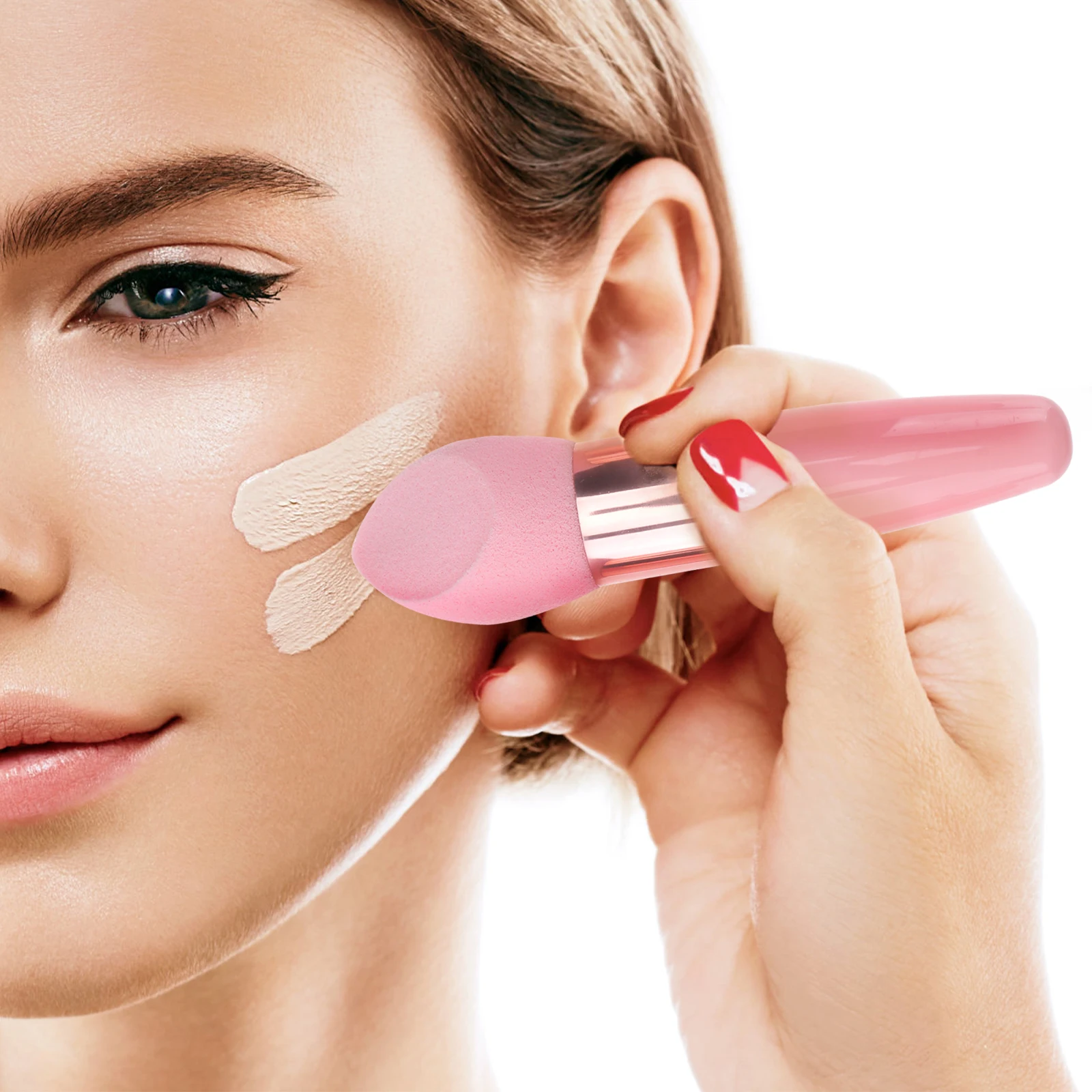 

3 Pcs Small Head Blush Pen Wet Dry Powder Puff Travel Gift Compact Design Cosmetics Makeup Sponge Applicator Makeup Puff Tool