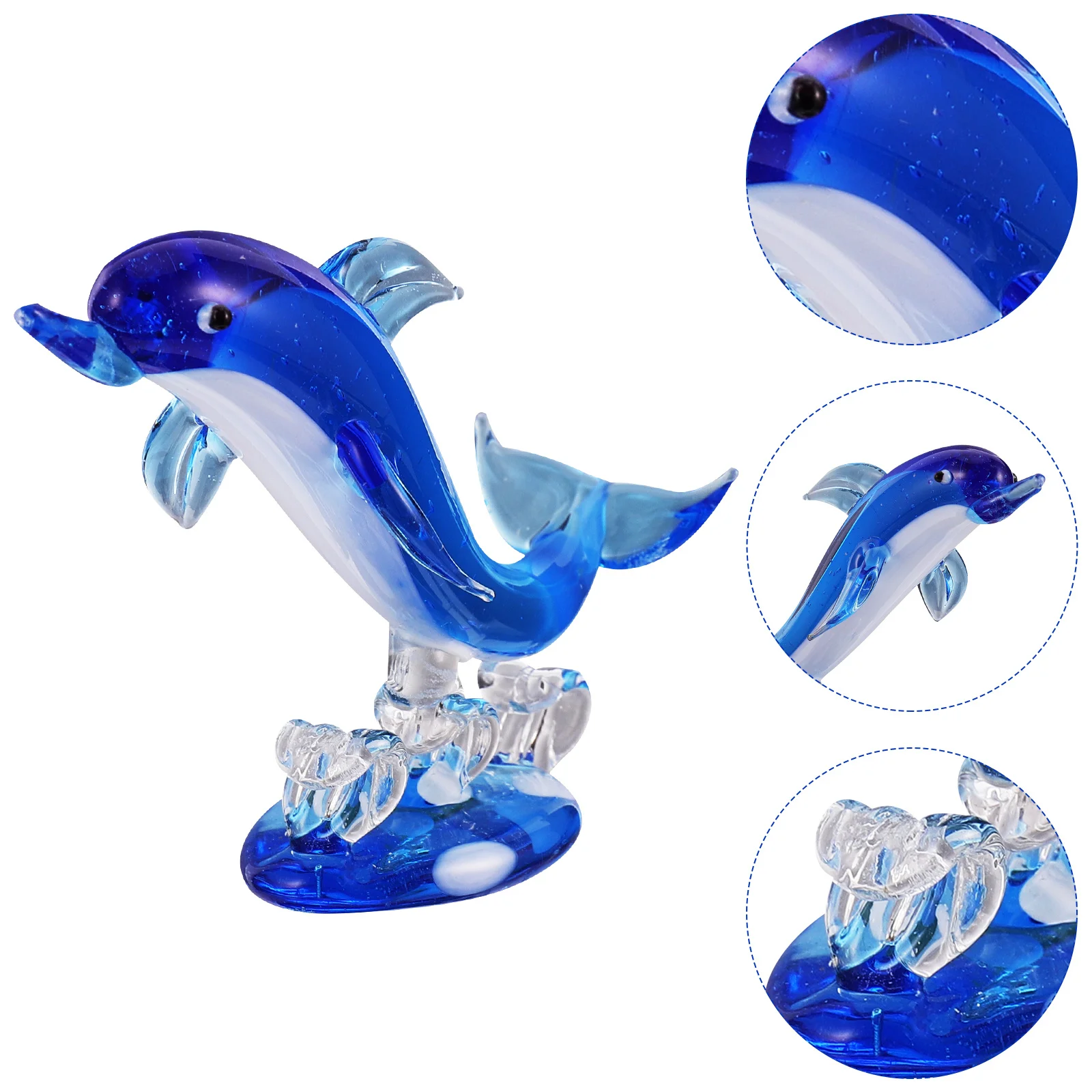 

1Pcs Unique Dolphin Ornament Delicate Craftsmanship Colored Glaze Glass Creative Table Showcase Decor Dolphin Ornament